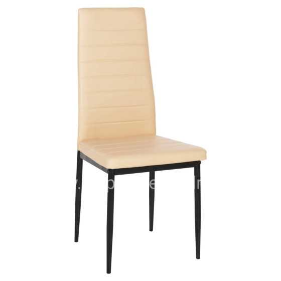 DINING CHAIR LADY HM0037.25 CREAM WHITE PU-BLACK METAL FRAME K/D 42x44x95Hcm