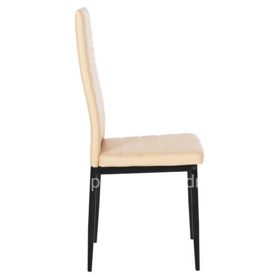 DINING CHAIR LADY HM0037.25 CREAM WHITE PU-BLACK METAL FRAME K/D 42x44x95Hcm