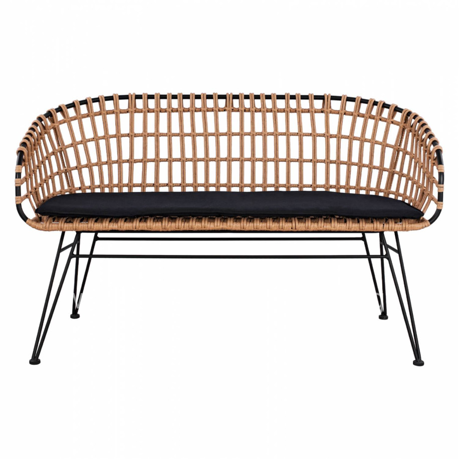 ΠΑΓΚΑΚΙ ΜΕΤΑΛΛΙΚΟ ALLEGRA HM5692 ΜΕ WICKER ΜΑΥΡΟ-ΜΠΕΖ 124x57x77Υ εκ.