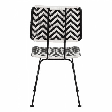 ΚΑΡΕΚΛΑ ΜΕΤΑΛΛΙΚΗ ALLEGRA HM5693 ΜΕ WICKER ΜΑΥΡΟ-ΛΕΥΚΟ 46x56x88Υ εκ.