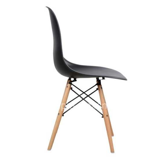 Chair with wooden legs and seat Twist PP black HM8460.02 46x50x82 cm