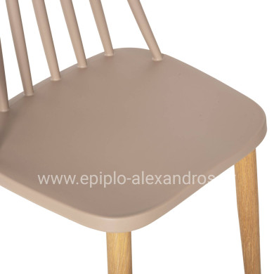 ΚΑΡΕΚΛΑ ΤΡΑΠΕΖΑΡΙΑΣ HM8052.25 VANESSA ΚΑΠΟΥΤΣΙΝΟ ΜΕ ΜΕΤΑΛΛΙΚΑ ΠΟΔΙΑ 42,5x44x81Υ εκ.