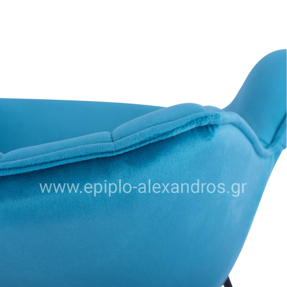 ΠΟΛΥΘΡΟΝΑΚΙ BENJAMIN ΑΠΟ ΒΕΛΟΥΔΟ ΤΙΡΚΟΥΑΖ ME ΜΕΤΑΛΛΙΚΑ ΠΟΔΙΑ HM8682.09 69x68x78 εκ.