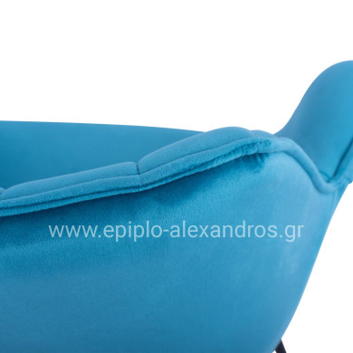 ΠΟΛΥΘΡΟΝΑΚΙ BENJAMIN ΑΠΟ ΒΕΛΟΥΔΟ ΤΙΡΚΟΥΑΖ ME ΜΕΤΑΛΛΙΚΑ ΠΟΔΙΑ HM8682.09 69x68x78 εκ.