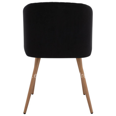 ΠΟΛΥΘΡΟΝΑΚΙ LEAH HM8543.04 ΜΕ ΒΕΛΟΥΔΟ ΜΑΥΡΟ ΚΑΙ ΜΕΤΑΛΛΙΚΑ ΠΟΔΙΑ 53x57x81 εκ.