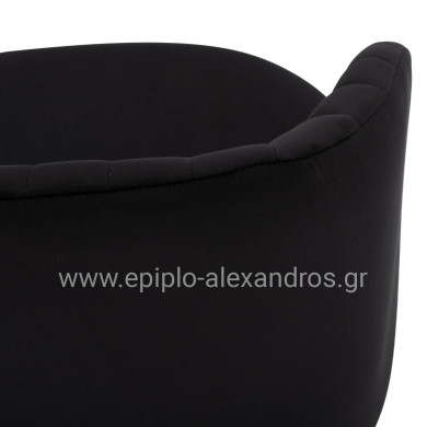 ΠΟΛΥΘΡΟΝΑΚΙ LEAH HM8543.04 ΜΕ ΒΕΛΟΥΔΟ ΜΑΥΡΟ ΚΑΙ ΜΕΤΑΛΛΙΚΑ ΠΟΔΙΑ 53x57x81 εκ.