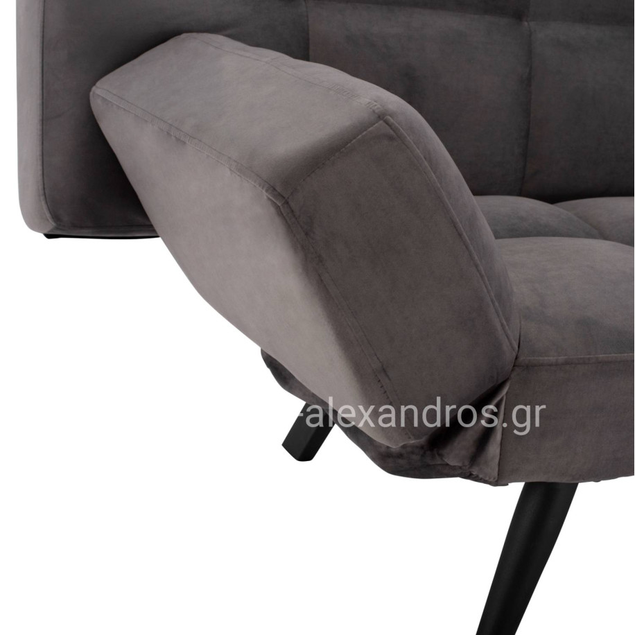 ΚΑΝΑΠΕΣ ΚΡΕΒΑΤΙ 3ΘΕΣΙΟΣ ΑΠΟ ΒΕΛΟΥΔΟ ΓΚΡΙ HM3167.01 182Χ80Χ88Υ εκ.