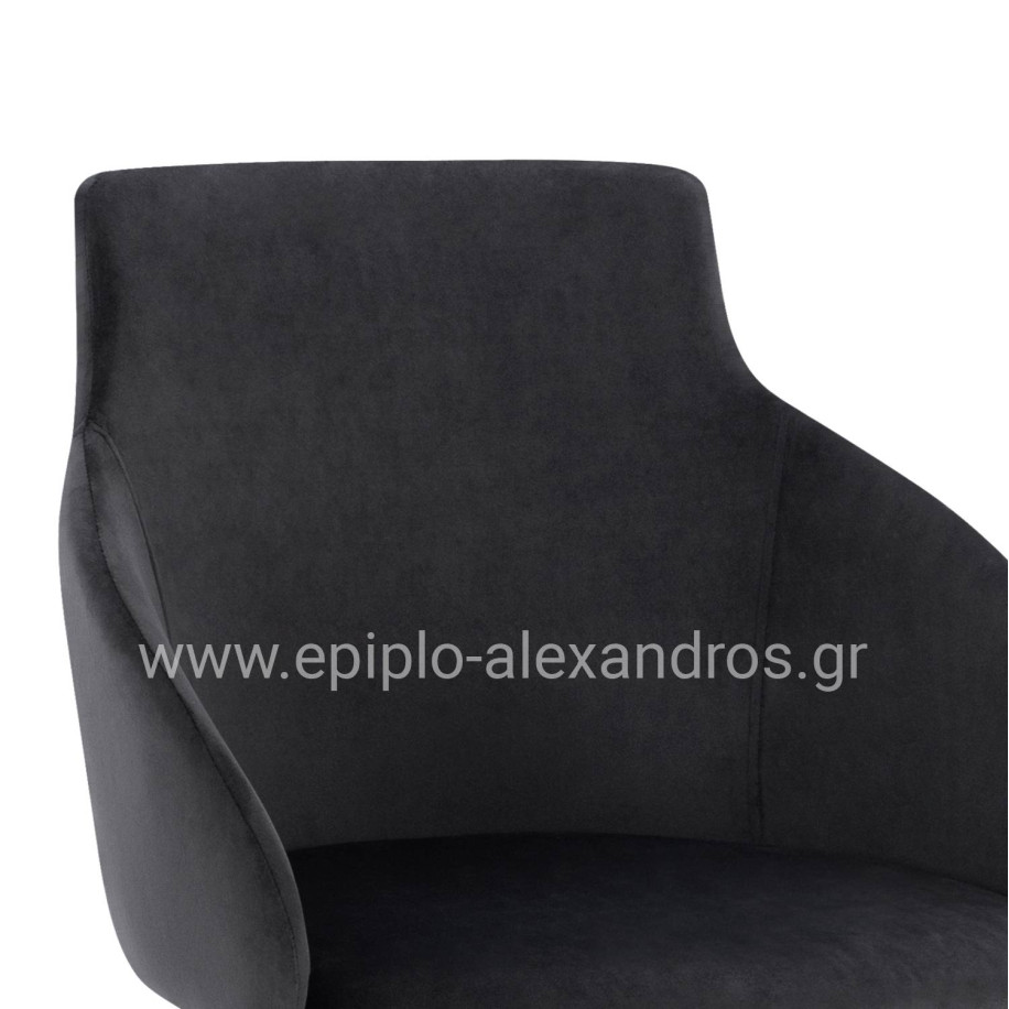 ΠΟΛΥΘΡΟΝΑΚΙ IVY ΒΕΛΟΥΔΟ ΜΑΥΡΟ ΚΑΙ ΜΕΤΑΛΛΙΚΑ ΠΟΔΙΑ HM8546.04 53x55x79 εκ.