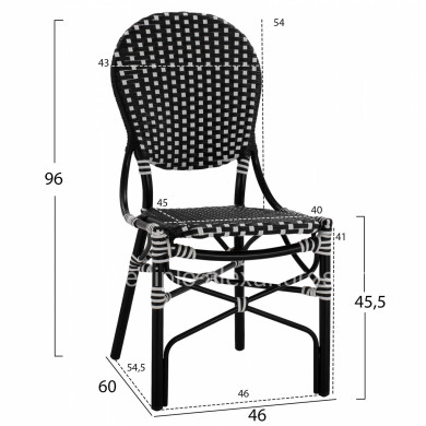 ΚΑΡΕΚΛΑ ΑΛΟΥΜΙΝΙΟΥ BAMBOO LOOK ΜΕ WICKER ΜΑΥΡΟ ΛΕΥΚΟ HM5792.02 46x60x96 εκ.
