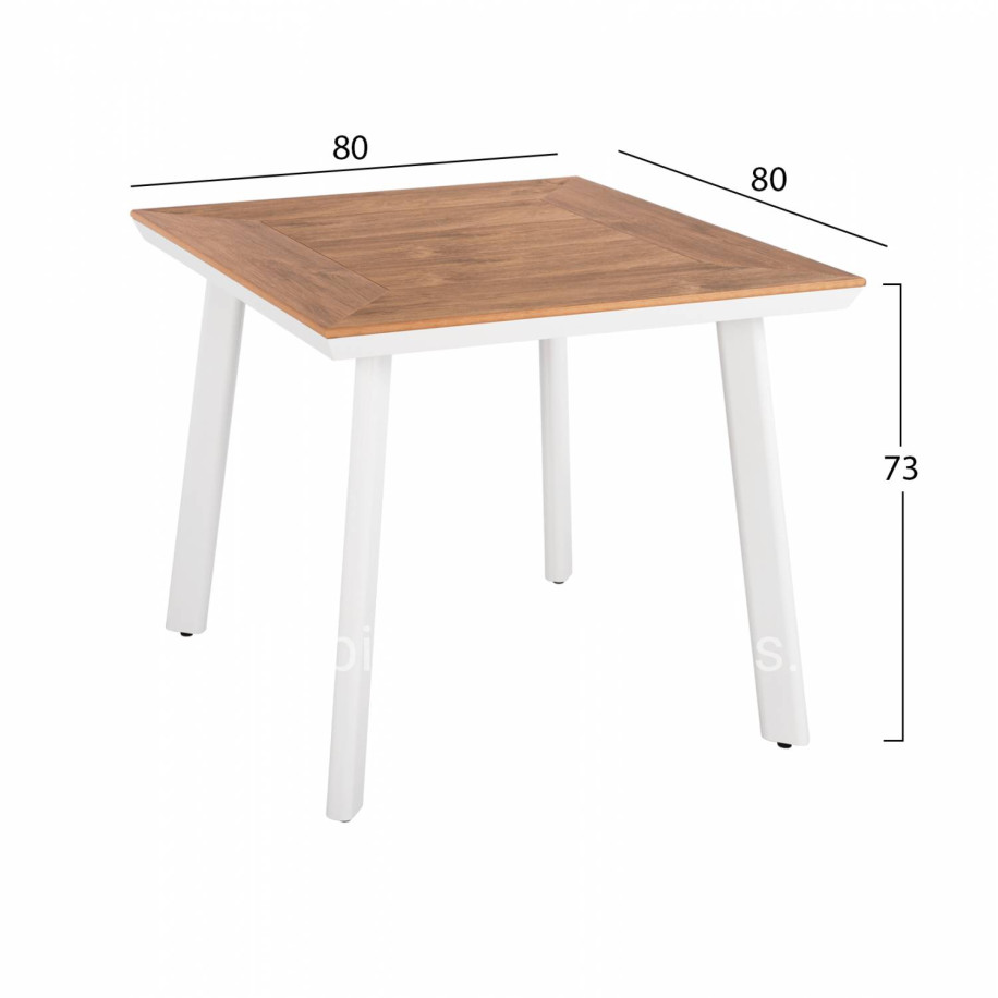 ΣΕΤ ΤΡΑΠΕΖΑΡΙΑ 3ΤΜΧ ΤΡΑΠΕΖΙ ΑΛΟΥΜΙΝΙΟΥ 80X80 & ΠΟΛΥΘΡΟΝΕΣ ΛΕΥΚΕΣ HM11441