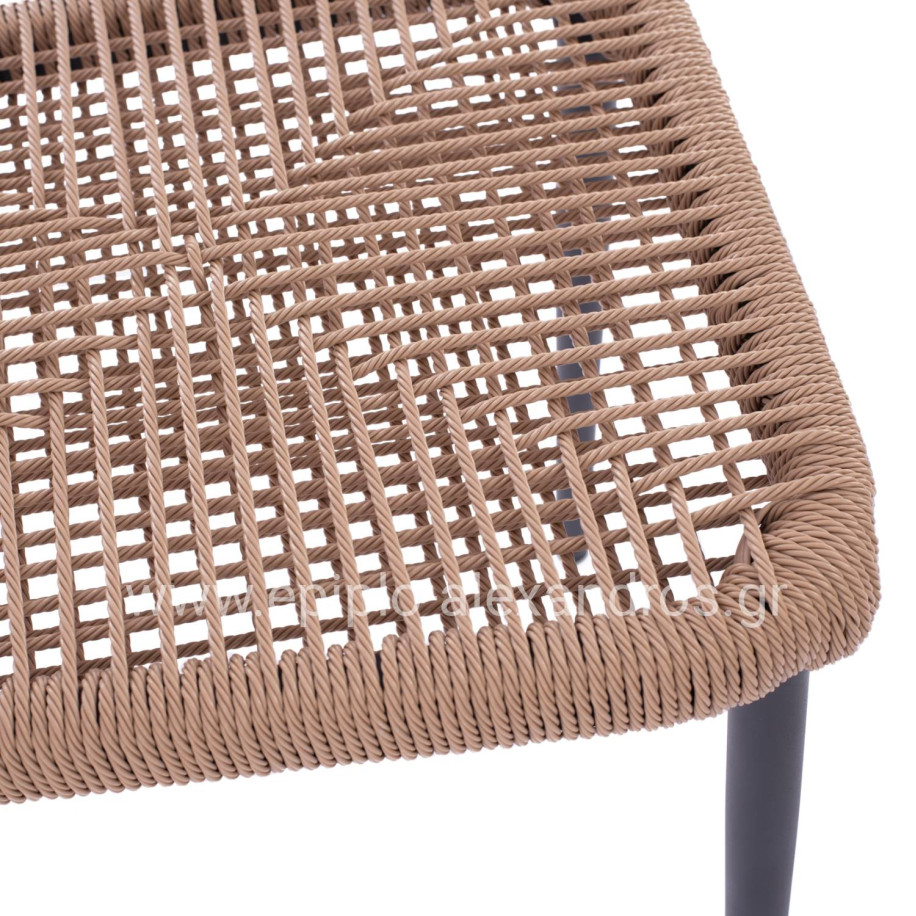 ΚΑΡΕΚΛΑ ΑΛΟΥΜΙΝΙΟΥ ΓΚΡΙ ΜΕ P.E.TWIST RATTAN ΜΠΕΖ HM5770.02 45x63x82Υ εκ.