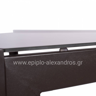 ΤΡΑΠΕΖΙ ΜΕΤΑΛΛΙΚΟ OFER ΟΡΘΟΓΩΝΙΟ ΚΑΦΕ ΜΕ ΓΥΑΛΙ ΚΑΦΕ 150X90Χ75Υεκ. HM5767.02