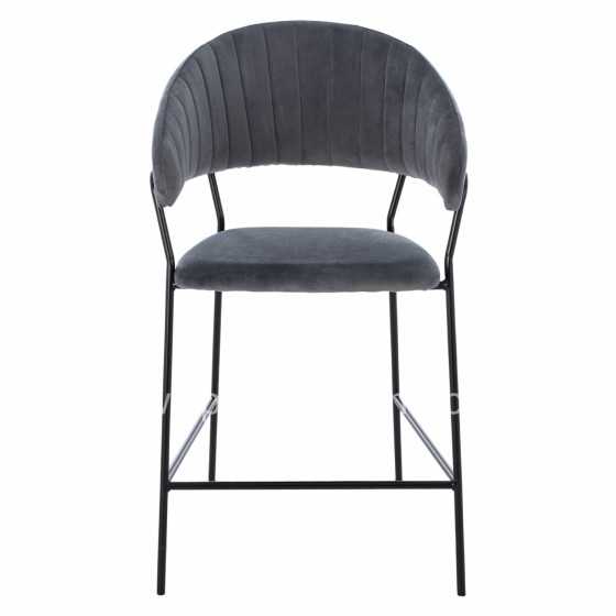 ΣΚΑΜΠΟ ΜΕΣΑΙΟΥ ΥΨΟΥΣ HM8734.01 THEODORE ΒΕΛΟΥΔΟ ΓΚΡΙ ΜΕ ΜΑΥΡΟ ΣΚΕΛΕΤΟ 60x55x100Y εκ.