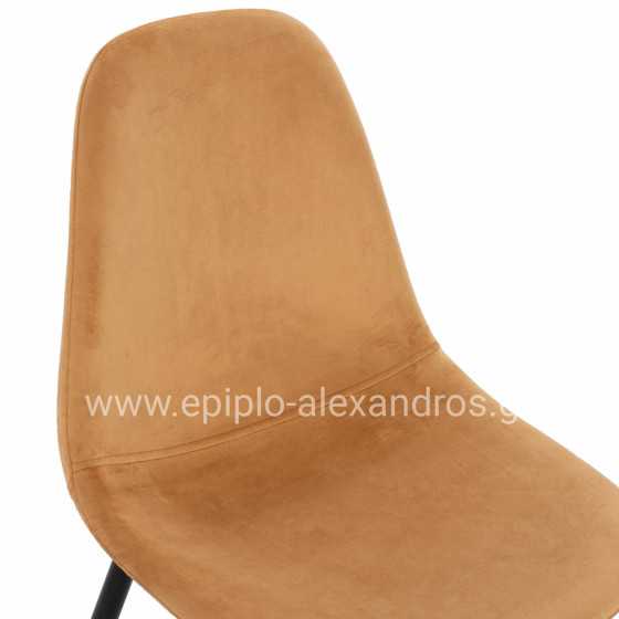 CHAIR LEONARDO VELVET GOLD WITH METAL LEGS 45x47x87Y cm. ΗΜ00100.09