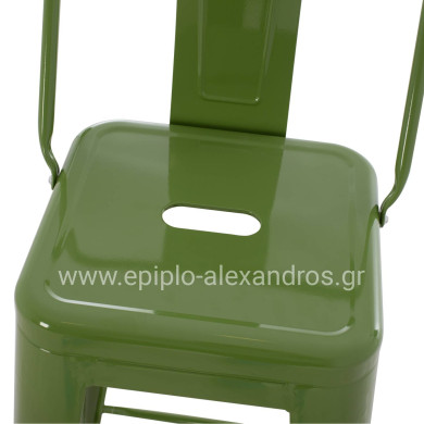 ΣΚΑΜΠΟ BAR ΜΕΤΑΛΛΙΚΟ MELITA ME ΠΛΑΤΗ ΣΕ LIGHT OLIVE GREEN HM8643.13 43Χ43Χ100Yεκ.