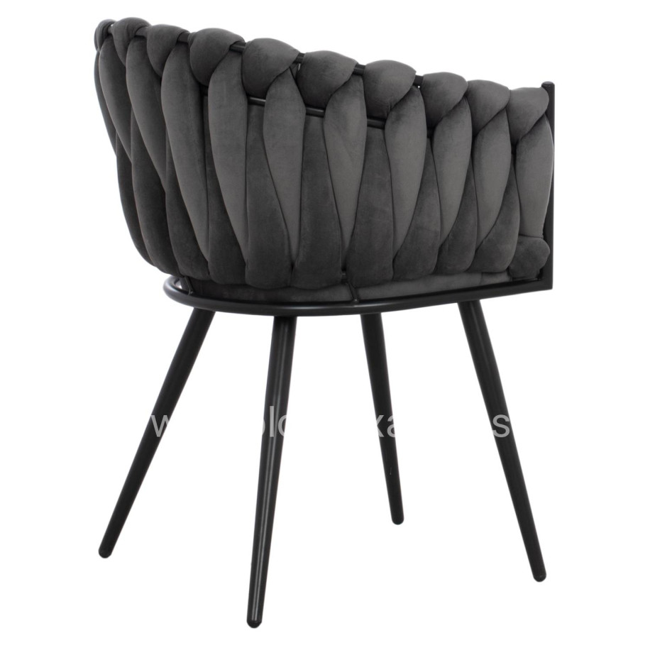 ΠΟΛΥΘΡΟΝΑΚΙ LUANDA ΒΕΛΟΥΔΟ ΓΚΡΙ ΚΑΙ ΜΕΤΑΛΛΙΚΑ ΠΟΔΙΑ HM8741.01 60x54x78 εκ.