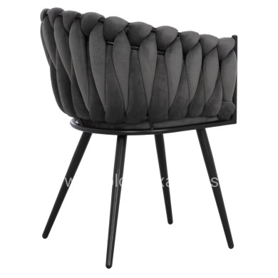 ΠΟΛΥΘΡΟΝΑΚΙ LUANDA ΒΕΛΟΥΔΟ ΓΚΡΙ ΚΑΙ ΜΕΤΑΛΛΙΚΑ ΠΟΔΙΑ HM8741.01 60x54x78 εκ.