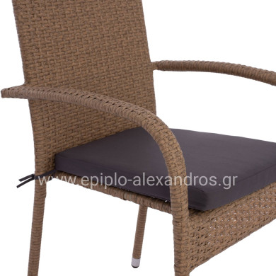 ΠΟΛΥΘΡΟΝΑ ΜΕΤΑΛΛΙΚΗ ANISHA HM5685.02 ΜΕ ΜΑΞΙΛΑΡΙ WICKER ΚΑΦΕ-ΜΟΚΑ ΣΤΟΙΒ/ΜΕΝΗ 56x60x94 εκ.