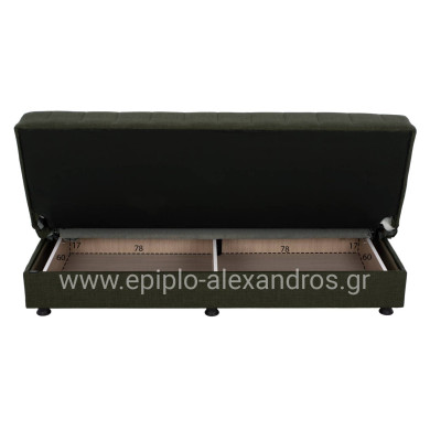 ΚΑΝΑΠΕΣ ΚΡΕΒΑΤΙ ANDRI ΤΡΙΘΕΣΙΟΣ DARK OLIVE HM3239.05 180x72x77 εκ.
