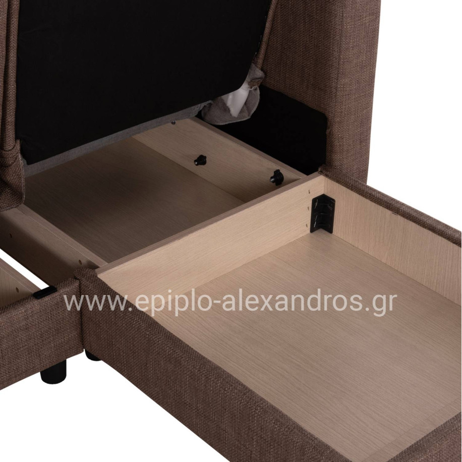 ΚΑΝΑΠΕΣ ΚΡΕΒΑΤΙ GHUFRAN ΓΩΝΙΑ ΑΝΑΣΤΡΕΨΙΜΗ ΚΑΦΕ HM3244.02 ΜΕ ΑΠΟΘΗΚΕΤΙΚΟ ΧΩΡΟ 202x140x78Yεκ.