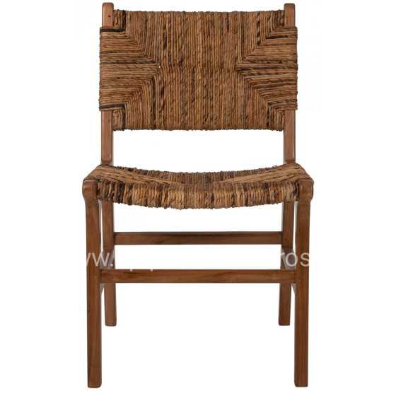 CHAIR HM9399.11 TEAK WOOD WITH STRAW MATTING ON BACKREST AND SEAT NATURAL COLOR 51x60,5x86Hcm
