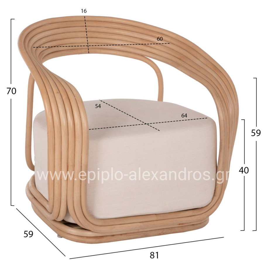 ΠΟΛΥΘΡΟΝΑ DUCHESS ΑΠΟ RATTAN ΦΥΣΙΚΟ-ΕΚΡΟΥ ΜΑΞΙΛΑΡΙ HM9478 81x59x70Y εκ.