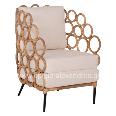 ΠΟΛΥΘΡΟΝΑ RINGER HM9341 ΑΠΟ RATTAN-ΜΕΤΑΛΛΟ ΦΥΣΙΚΟ ΧΡΩΜΑ 65x69x86Y εκ.