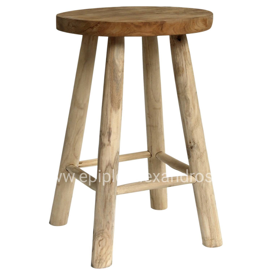 ΣΚΑΜΠΟ ΜΠΑΡ KONT ΑΠΟ ΤΕΑΚ ΞΥΛΟ ΦΥΣΙΚΟ ΜΕΣΑΙΟΥ ΥΨΟΥΣ Φ30x62Yεκ. HM9479