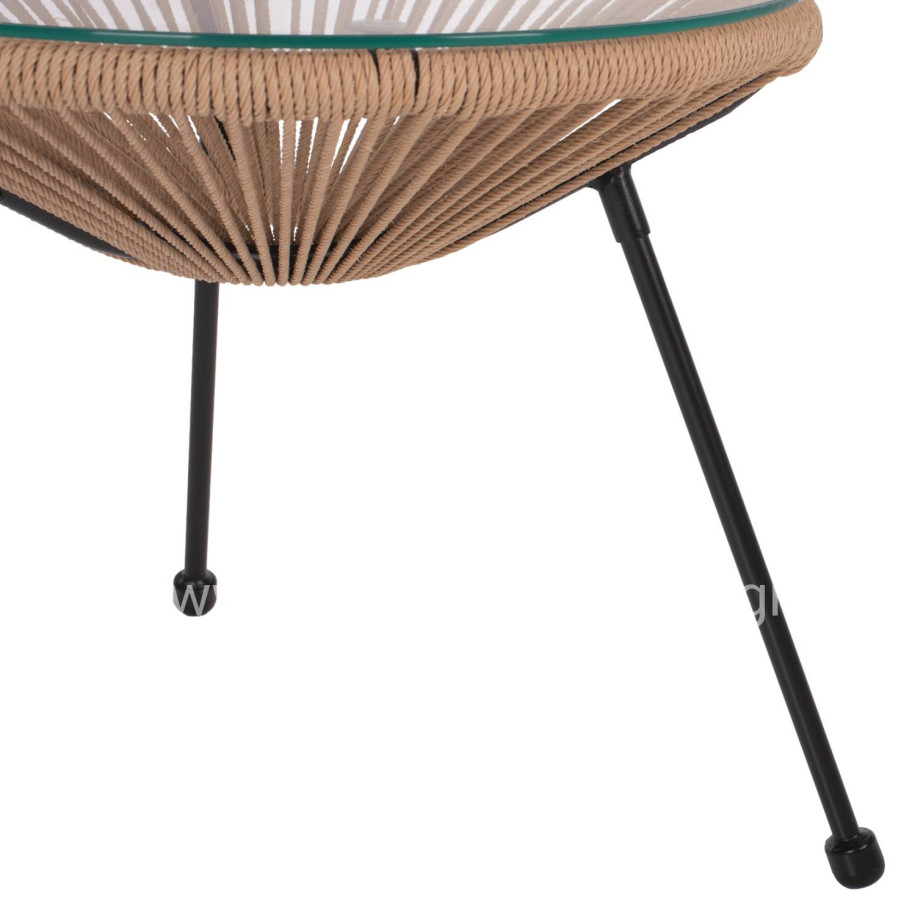 ΤΡΑΠΕΖΙ ΒΟΗΘΗΤΙΚΟ ALLEGRA ΜΑΥΡΟ ΜΕΤΑΛΛΟ  ME TWISTED WICKER ΦΥΣΙΚΟ HM5873.01 Φ47Χ45Υεκ.