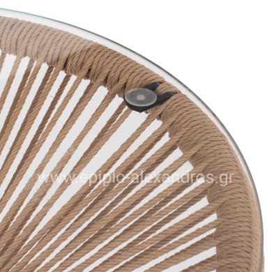 ΤΡΑΠΕΖΙ ΒΟΗΘΗΤΙΚΟ ALLEGRA ΜΑΥΡΟ ΜΕΤΑΛΛΟ  ME TWISTED WICKER ΦΥΣΙΚΟ HM5873.01 Φ47Χ45Υεκ.