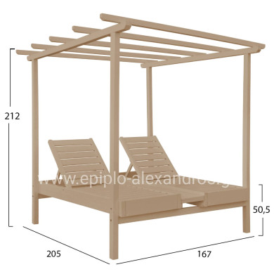 ΞΑΠΛΩΣΤΡΑ ΕΠΑΓΓΕΛΜ. ΜΥΚΟΝΟΣ ΞΥΛΙΝΗ ΔΙΠΛΗ ΜΠΕΖ ΜΕ ΟΥΡΑΝΟ 205x167x212Υεκ.HM5428.02