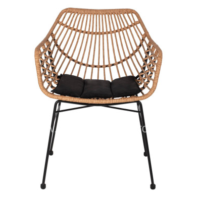 ΠΟΛΥΘΡΟΝΑ ΕΠΑΓΓΕΛΜΑΤΙΚΗ ΜΑΥΡΟ ΜΕΤΑΛΛΟ RATTAN ΜΠΕΖ & ΜΑΞΙΛΑΡΙ HM5864.01 58,5x60,5x80 εκ.