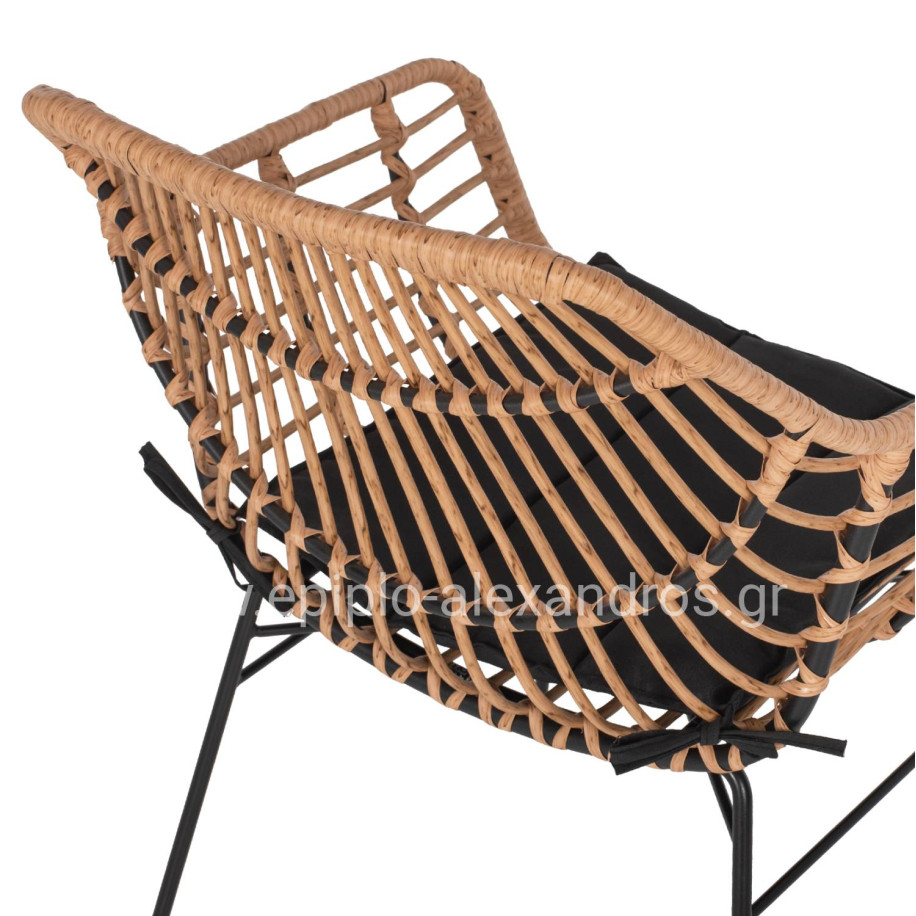 ΠΟΛΥΘΡΟΝΑ ΕΠΑΓΓΕΛΜΑΤΙΚΗ ΜΑΥΡΟ ΜΕΤΑΛΛΟ RATTAN ΜΠΕΖ & ΜΑΞΙΛΑΡΙ HM5864.01 58,5x60,5x80 εκ.