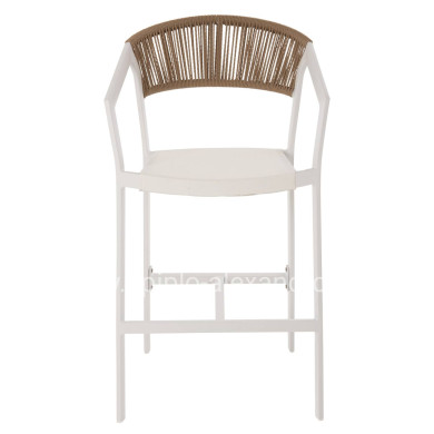 ΣΚΑΜΠΟ ΑΛΟΥΜΙΝΙΟΥ HM5892.12 ΜΕΣΑΙΟΥ ΥΨΟΥΣ RATTAN & TEXTLINE ΛΕΥΚΟ ΜΠΕΖ 55x56,5x99Y