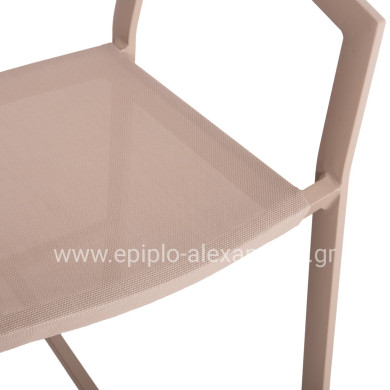 ΣΚΑΜΠΟ ΑΛΟΥΜΙΝΙΟΥ ΣΑΜΠΑΝΙΖΕ HM5892.13 ΜΕΣΑΙΟΥ ΥΨΟΥΣ ΜΕ ΜΠΡΑΤΣΑ RATTAN & TEXTLINE 55x56.5x99Yεκ.