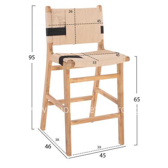 ΣΚΑΜΠΟ ΜΕΣΑΙΟΥ ΥΨΟΥΣ HM9325.01 RUBBERWOOD & ΣΧΟΙΝΙ-ΦΥΣΙΚΟ RUSTIC 45x46x95Υεκ.