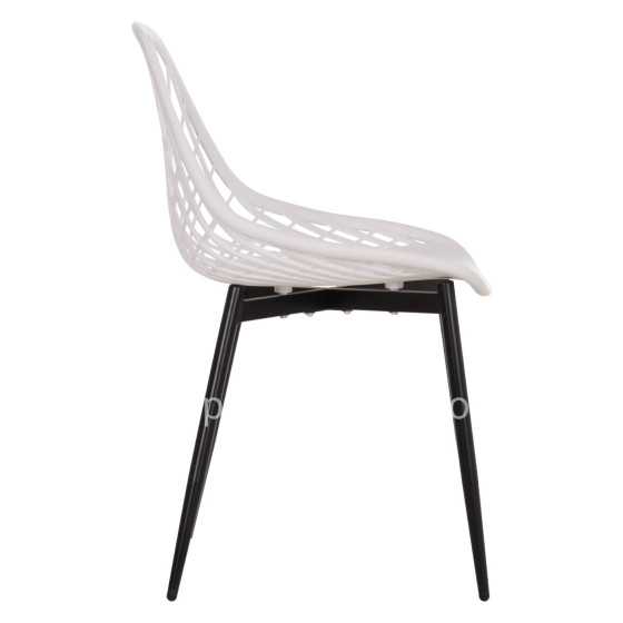 CHAIR POLYPROPYLENE HM9524.01 IN WHITE COLOR WITH BLACK METAL LEGS 52x53x82Hcm.