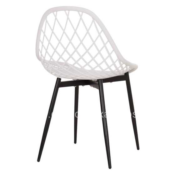 CHAIR POLYPROPYLENE HM9524.01 IN WHITE COLOR WITH BLACK METAL LEGS 52x53x82Hcm.