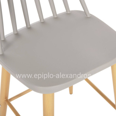 ΣΚΑΜΠΟ ΜΠΑΡ ΜΕΣ.ΥΨΟΥΣ VANESSA HM9300.10 ΠΟΛΥΠΡΟΠ. ΓΚΡΙ & ΜΕΤΑΛΛΟ ΦΥΣΙΚΟ 45x48x96Υεκ.