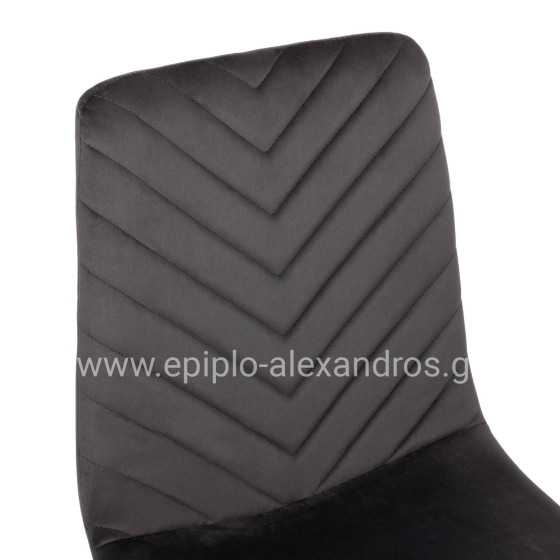 DINING CHAIR LATRELL HM8587.01 GREY VELVET & BLACK METAL LEGS 43x54x88Hcm.