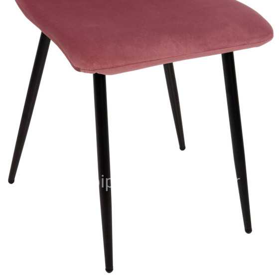 DINING CHAIR LATRELL HM8587.02 DUSTY PINK VELVET & BLACK METAL LEGS 43x54x88Hcm.