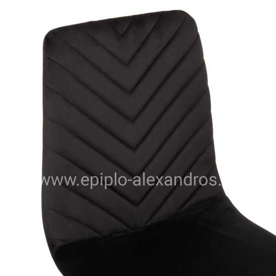 DINING CHAIR LATRELL HM8587.04 BLACK VELVET & BLACK METAL LEGS 43x54x88Hcm.