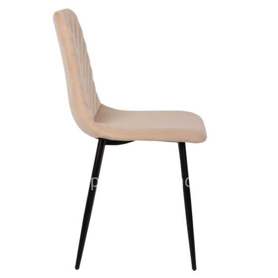 DINING CHAIR LATRELL HM8587.05 ECRU VELVET & BLACK METAL LEGS 43x54x88Hcm.
