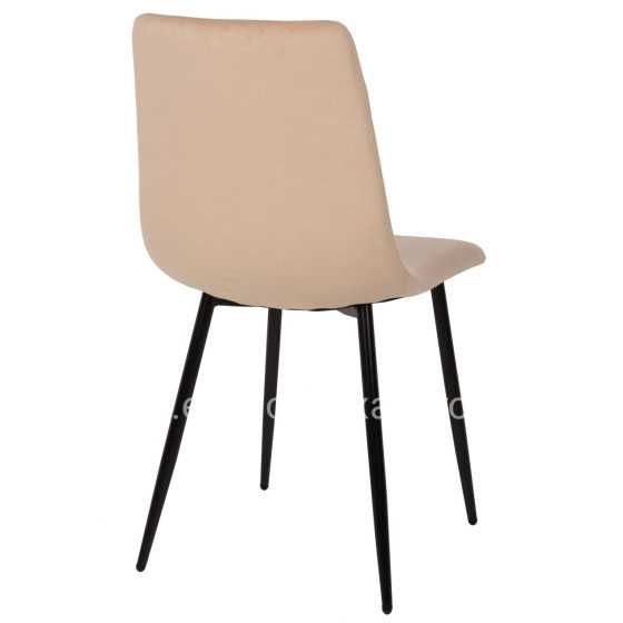 DINING CHAIR LATRELL HM8587.05 ECRU VELVET & BLACK METAL LEGS 43x54x88Hcm.
