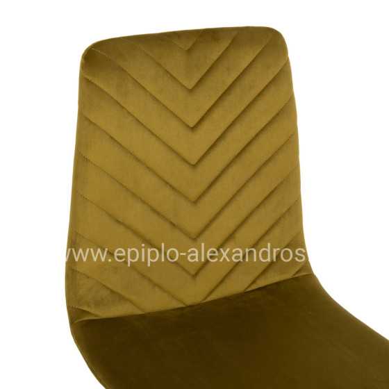 DINING CHAIR LATRELL HM8587.07 OLIVE GREEN VELVET & BLACK METAL LEGS 43x54x88Hcm.