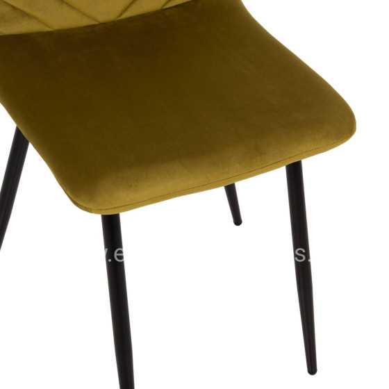 DINING CHAIR LATRELL HM8587.07 OLIVE GREEN VELVET & BLACK METAL LEGS 43x54x88Hcm.