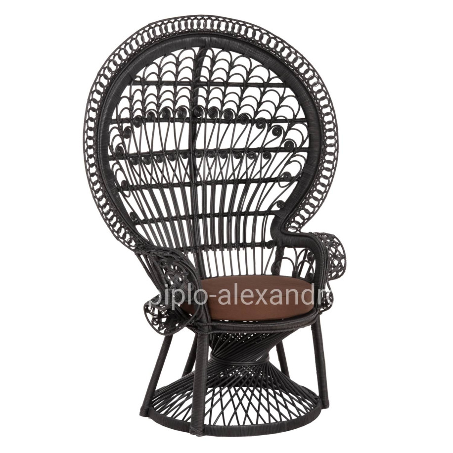 ΠΟΛΥΘΡΟΝΑ ROYAL PEACOCK HM9342.03 RATTAN ΜΑΥΡΟ-ΜΑΞΙΛΑΡΙ ΜΑΥΡΟ 114x72x150Yεκ.