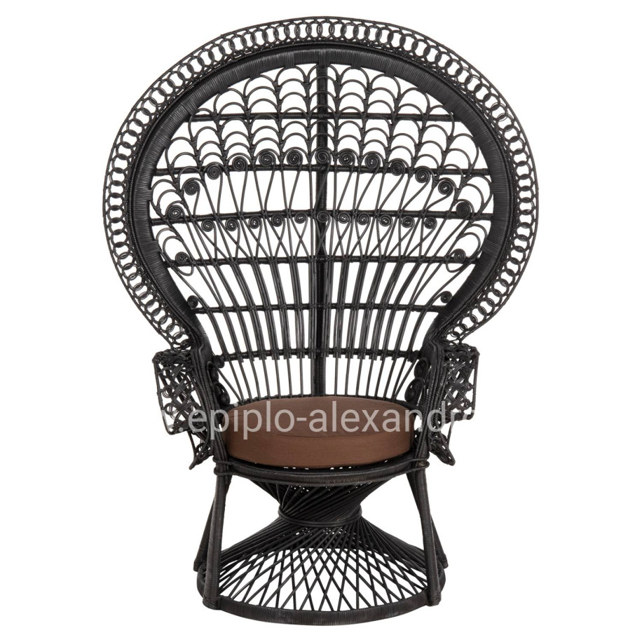 ΠΟΛΥΘΡΟΝΑ ROYAL PEACOCK HM9342.03 RATTAN ΜΑΥΡΟ-ΜΑΞΙΛΑΡΙ ΜΑΥΡΟ 114x72x150Yεκ.