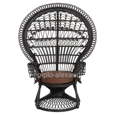 ΠΟΛΥΘΡΟΝΑ ROYAL PEACOCK HM9342.03 RATTAN ΜΑΥΡΟ-ΜΑΞΙΛΑΡΙ ΜΑΥΡΟ 114x72x150Yεκ.