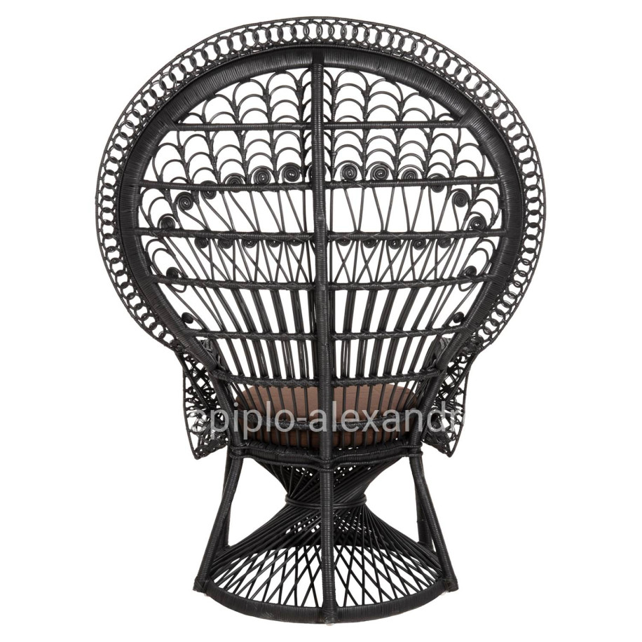 ΠΟΛΥΘΡΟΝΑ ROYAL PEACOCK HM9342.03 RATTAN ΜΑΥΡΟ-ΜΑΞΙΛΑΡΙ ΜΑΥΡΟ 114x72x150Yεκ.